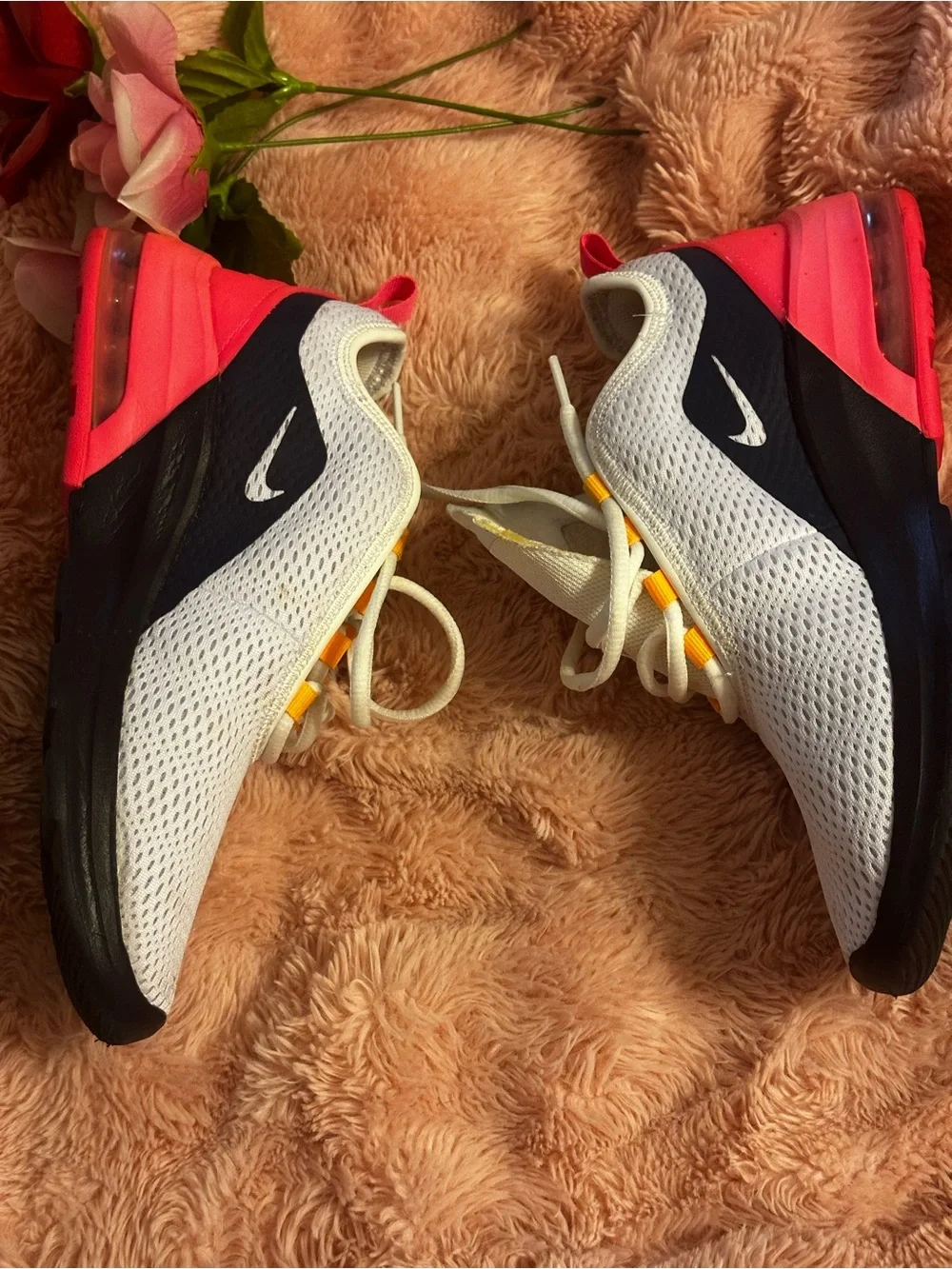 Nike Kids White Sneakers with Pink & Yellow Accents